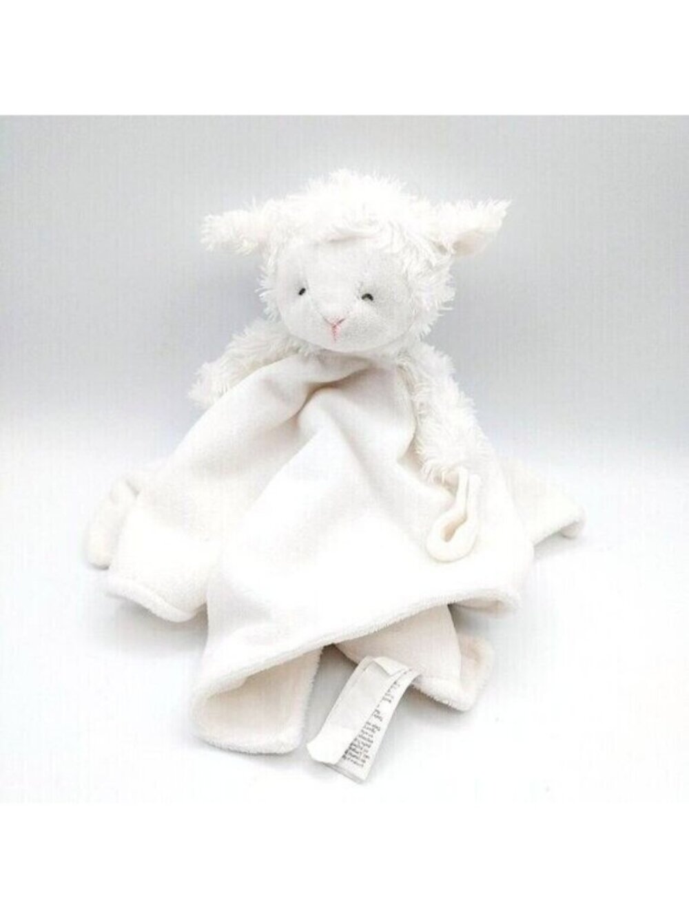 Carter's White Lamb Sheep Lovey Security Blanket Plush Satin Pacifier Holder